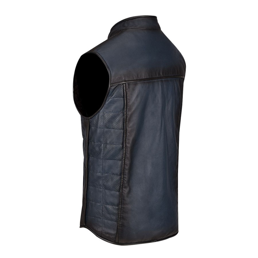 Online Cuadra Mens Doble View Blue Leather Vest