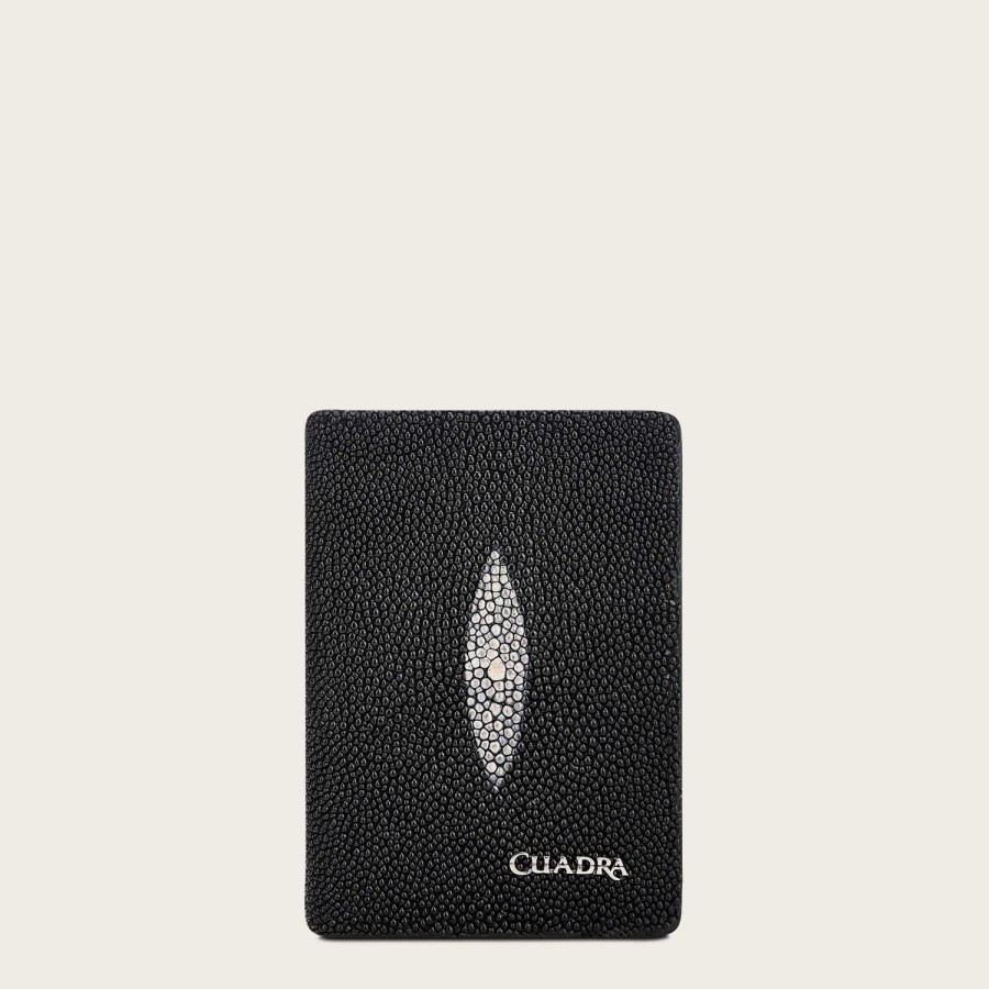 New Cuadra Handmade Black Bifold Leather Cardholder