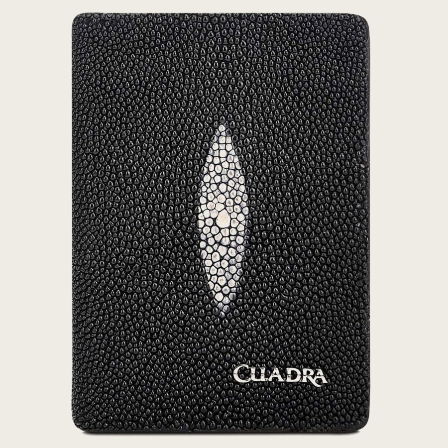 New Cuadra Handmade Black Bifold Leather Cardholder