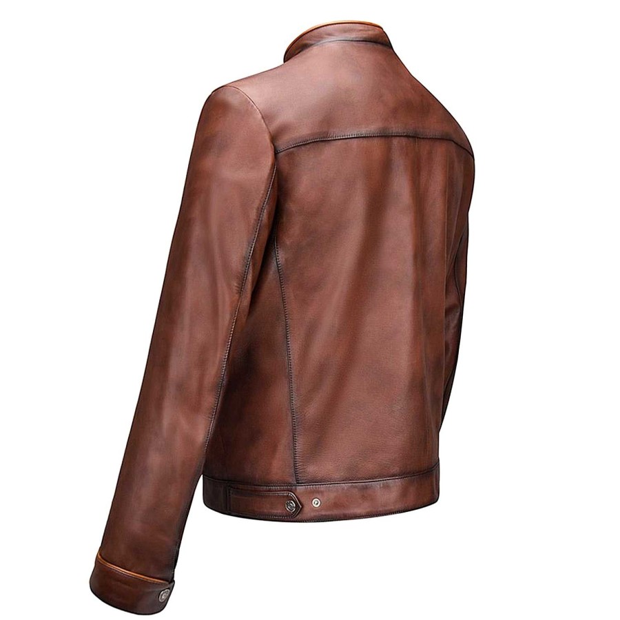 Clearance Cuadra Minimalist Brown Leather Jacket