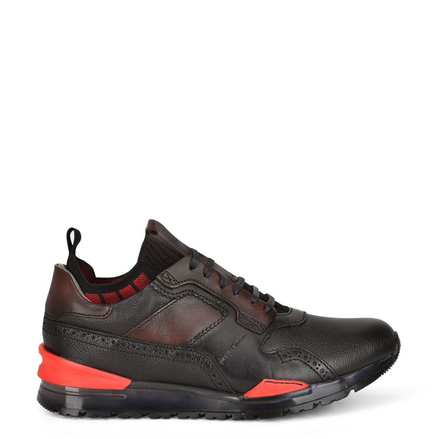 Clearance Cuadra Hand-Painted Black Leather Sneakers