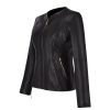 Hot Cuadra Womens Black Leather Shearling Jacket