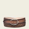 Hot Cuadra Embroidered Brown Leather Belt With Braided Detail