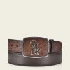 Clearance Cuadra Hand-Painted Brown Ostrich Leather Western Belt