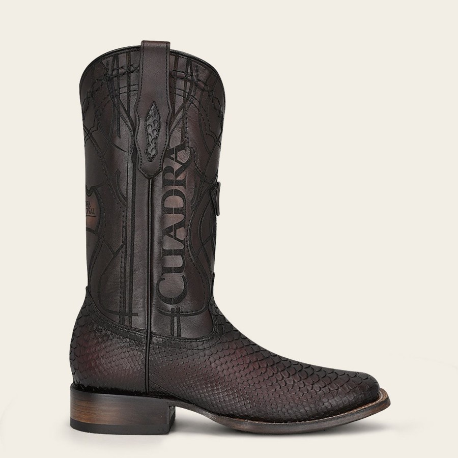 Wholesale Cuadra Engraved Mahogany Python Leather Western Boot