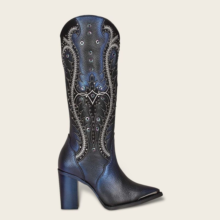 Hot Cuadra High Black Leather Western Boot