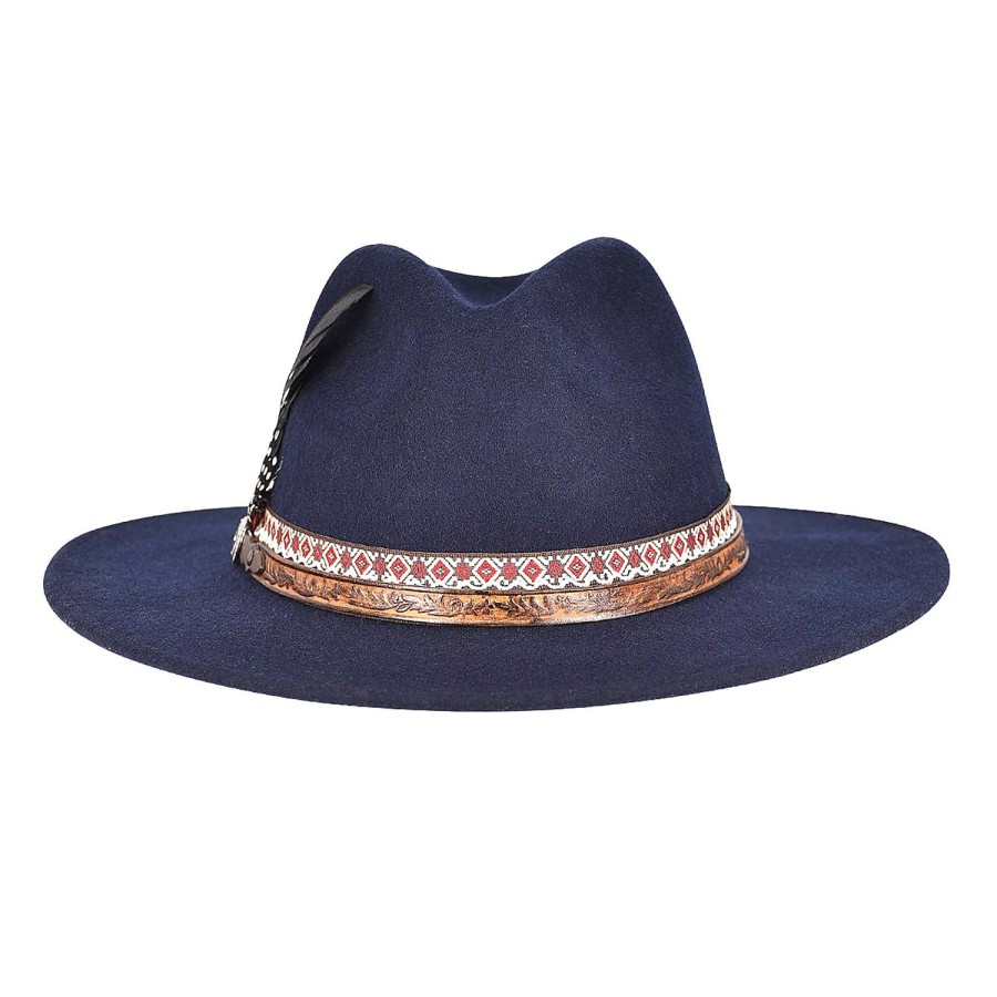 Online Cuadra Blue Hat With Embroidered Headband