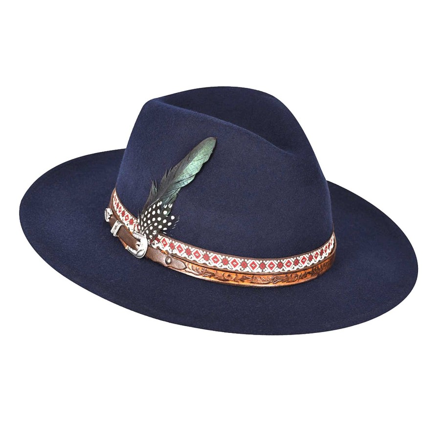 Online Cuadra Blue Hat With Embroidered Headband