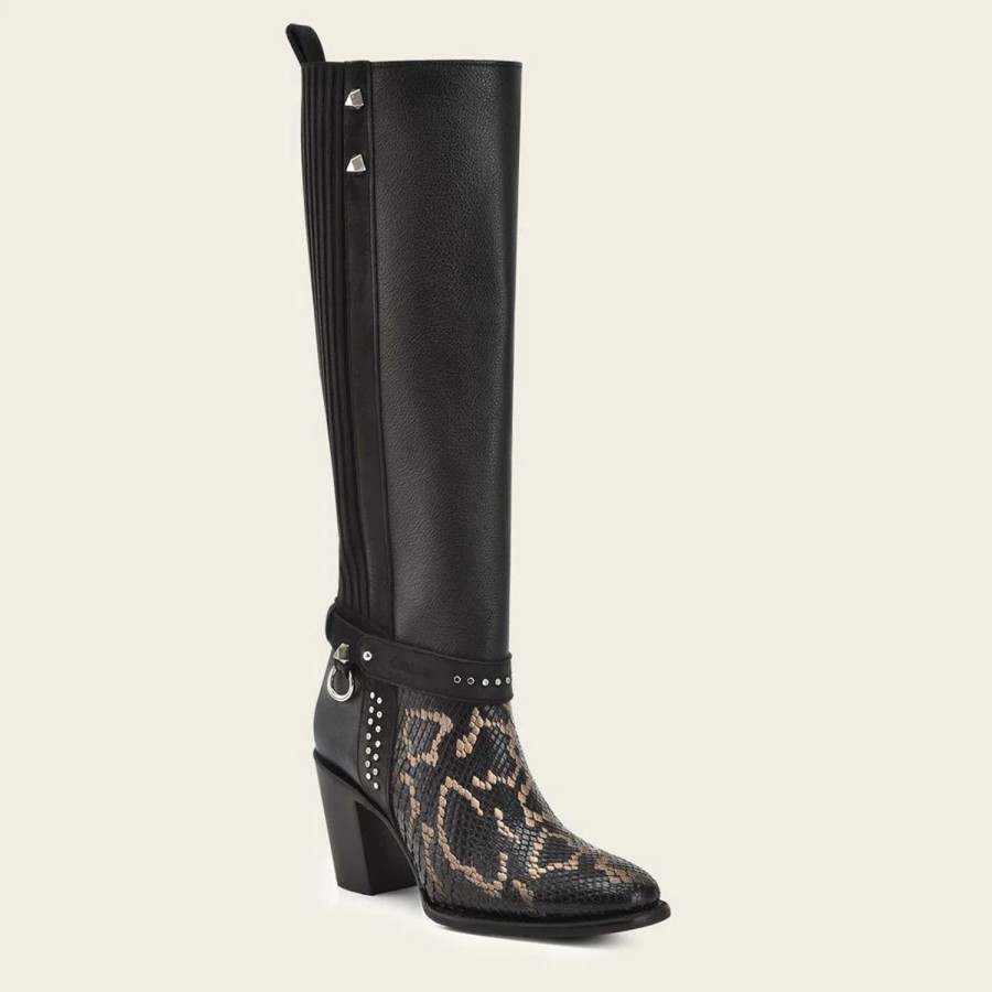 Wholesale Cuadra Genuine Python Black Leather Tall Boot