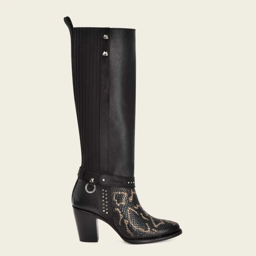 Wholesale Cuadra Genuine Python Black Leather Tall Boot