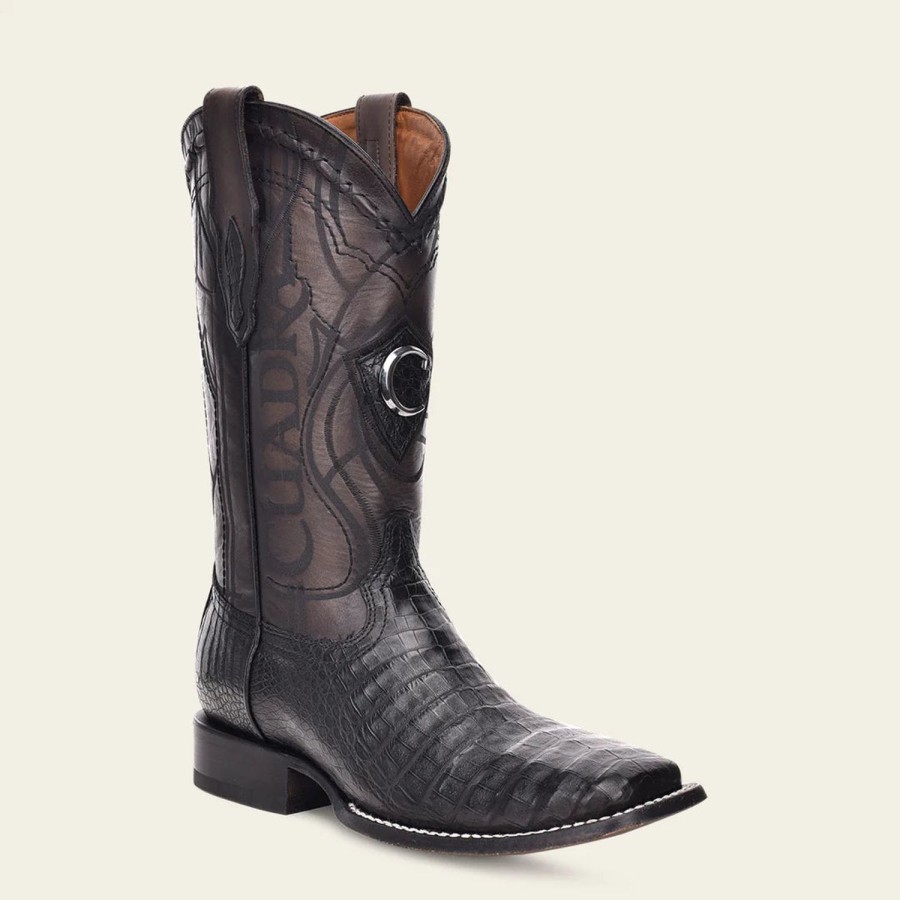 New Cuadra Engraved Black High Exotic Leather Cowboy Boots