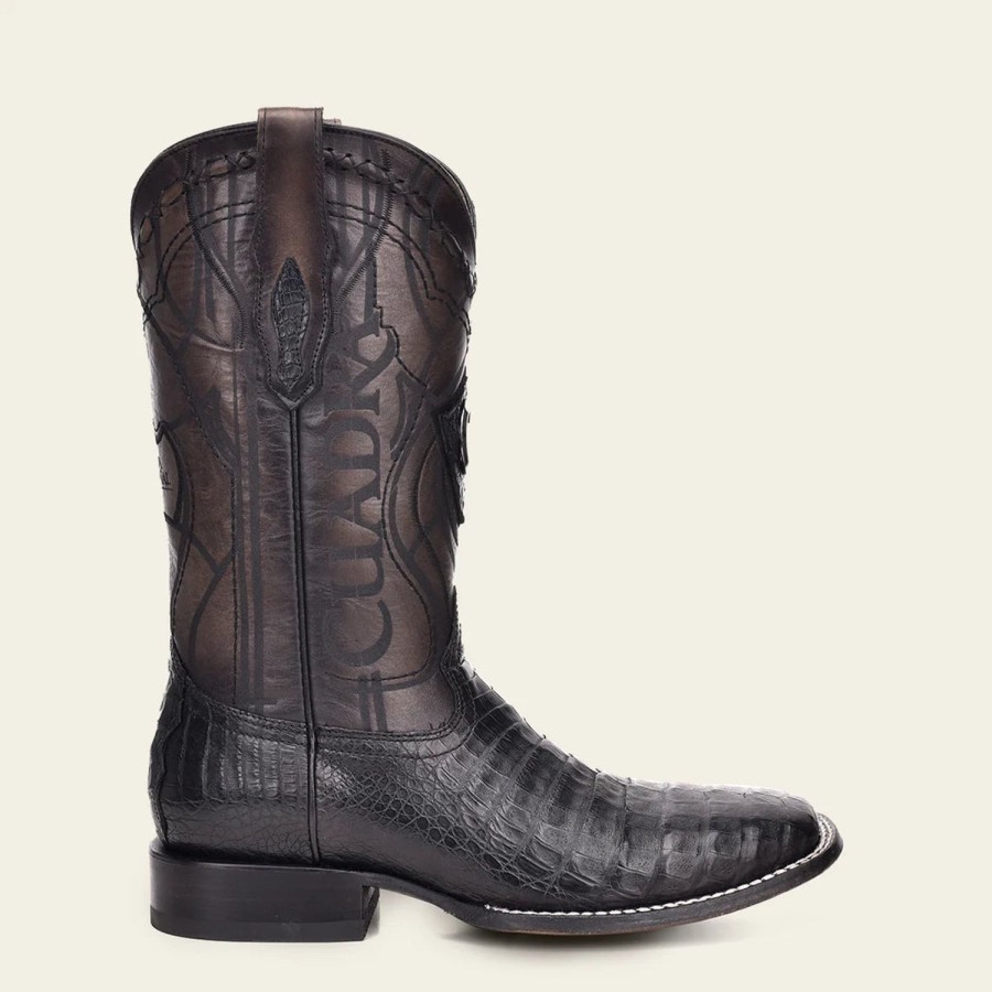 New Cuadra Engraved Black High Exotic Leather Cowboy Boots