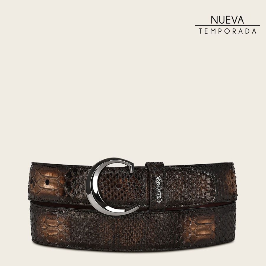 Hot Cuadra Casual Brown Exotic Leather Belt With Gradient Color Finish