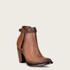 Best Cuadra Perforated Brown Leather Bootie With Hand Braided Strap