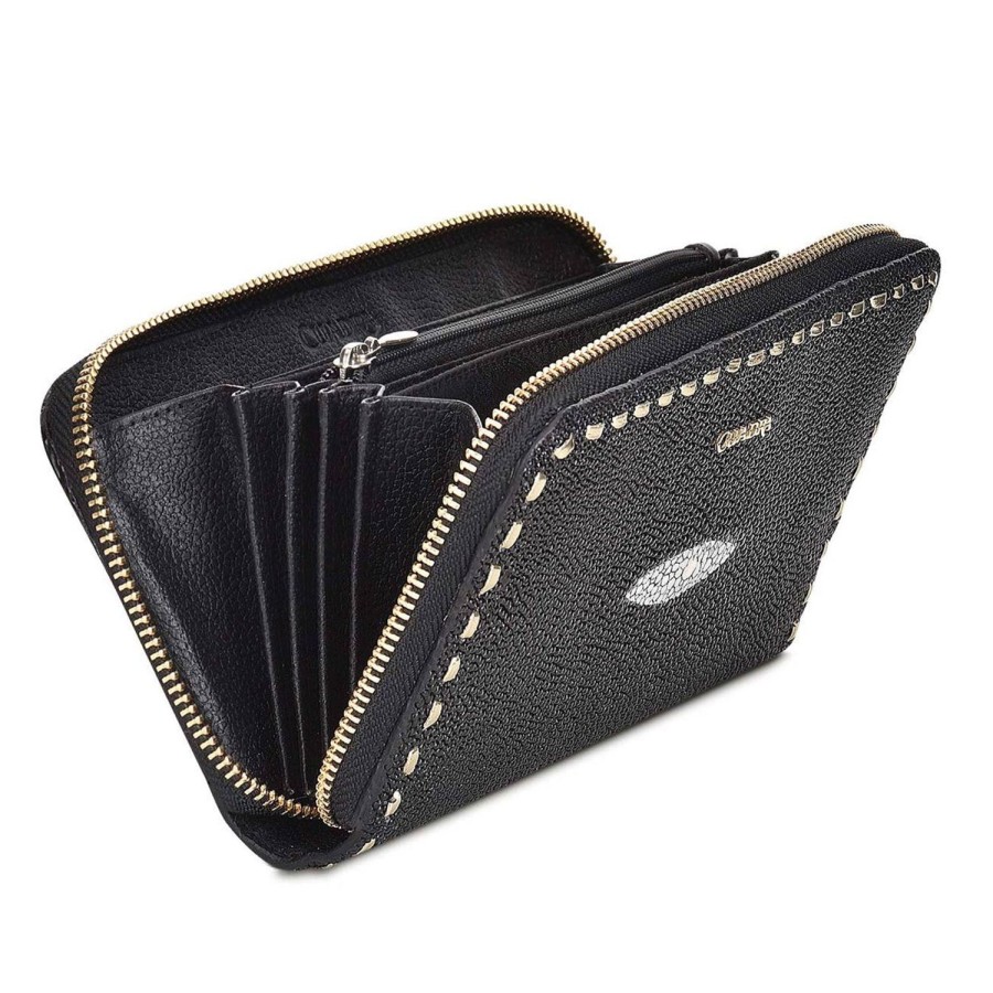 New Cuadra Handwoven Black Leather Bifold Wallet