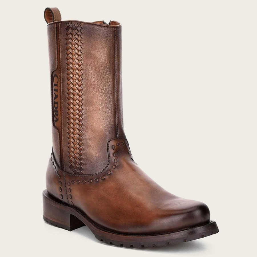 Wholesale Cuadra Brown Cowboy Boots Handwoven In Honey Leather