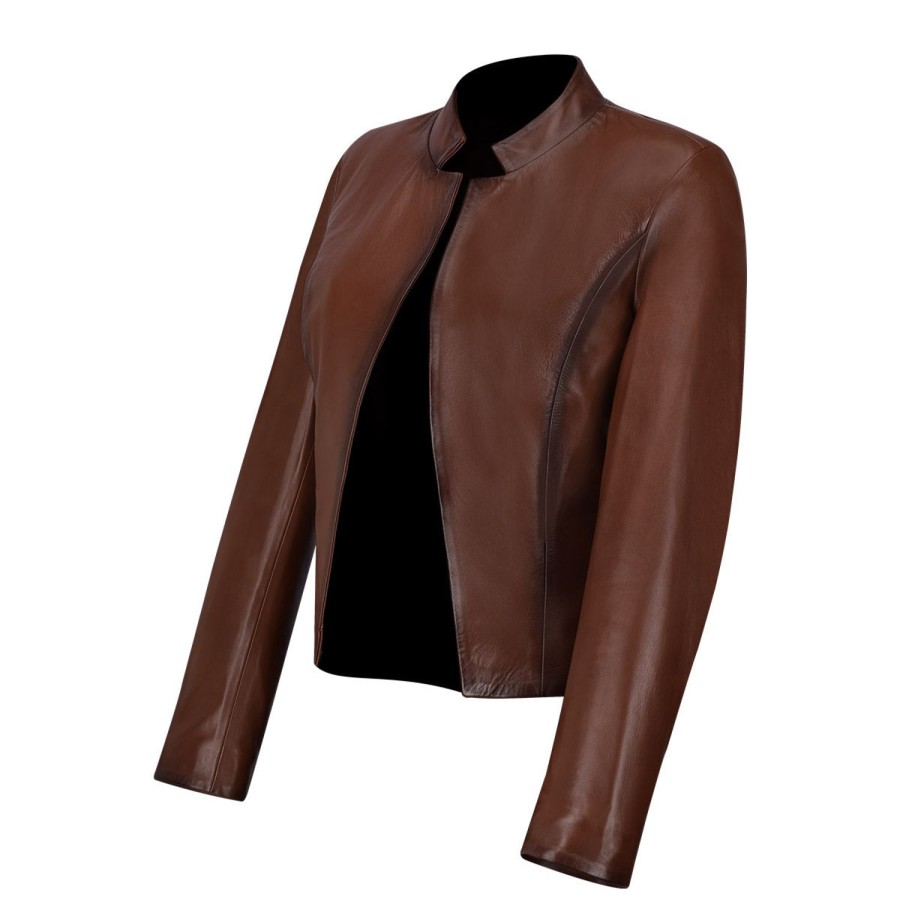 Online Cuadra Womens Brown Leather Short Jacket