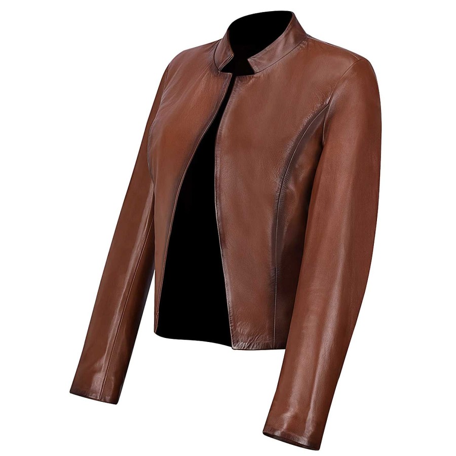 Online Cuadra Womens Brown Leather Short Jacket