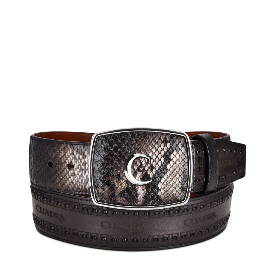 Wholesale Cuadra Black Engrave Python Leather Western Belt