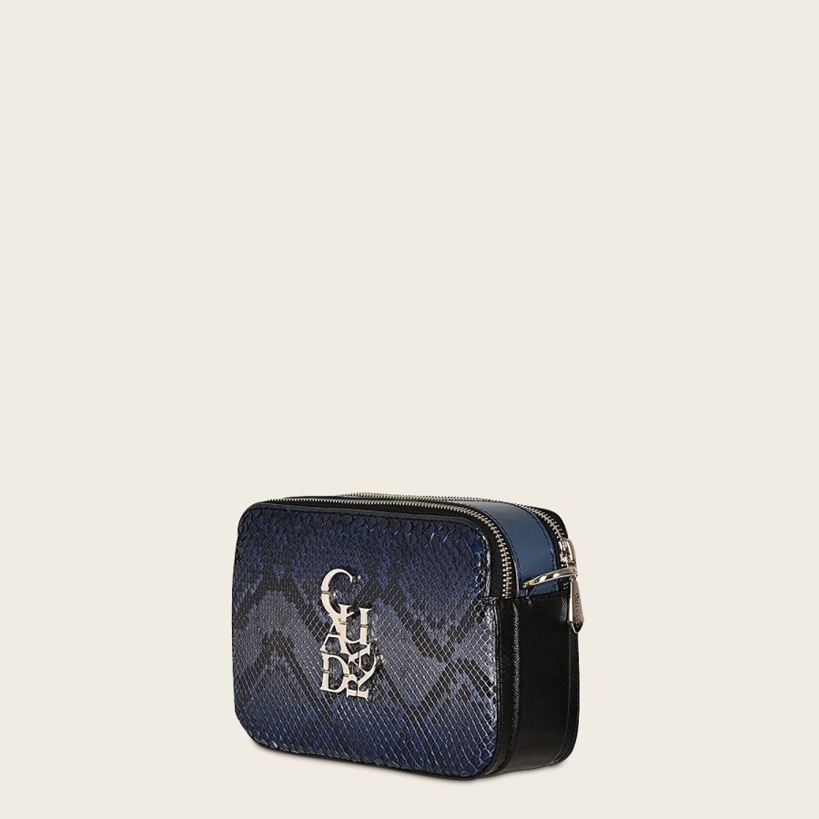 Clearance Cuadra Blue Exotic Leather Crossbody Bag