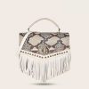 Hot Cuadra Handmade White Exotic Leather Casual Handbag