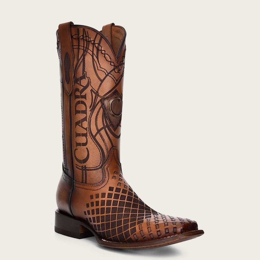 Wholesale Cuadra Engraved Honey Leather Western Boots