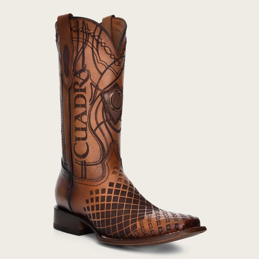 Wholesale Cuadra Engraved Honey Leather Western Boots