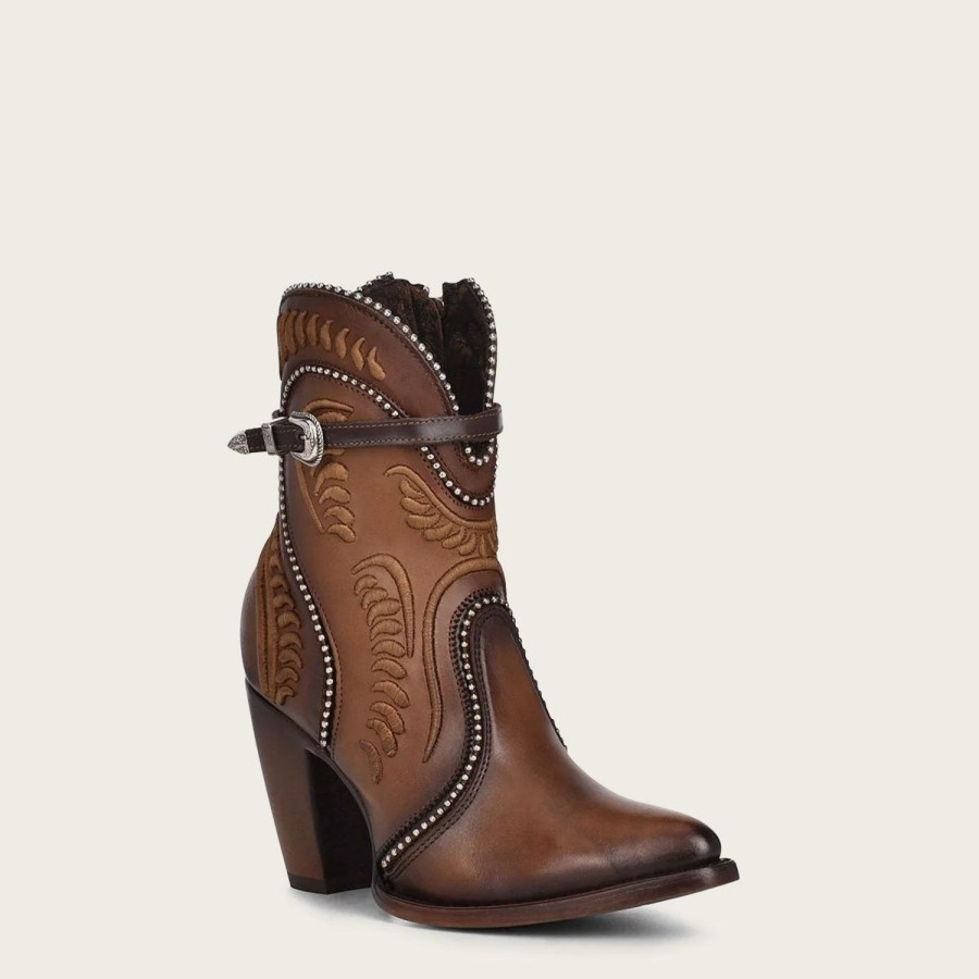 Online Cuadra Embroidered Honey Leather Western Bootie