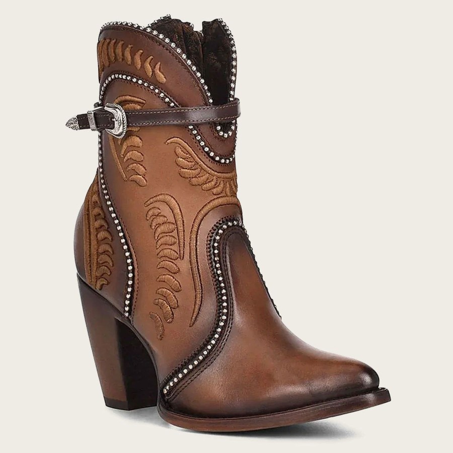 Online Cuadra Embroidered Honey Leather Western Bootie