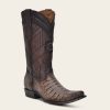 Online Cuadra Hand-Painted Traditional Exotic Dark Brown Leather Boot