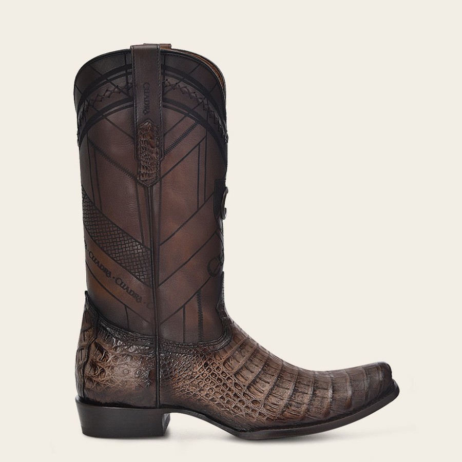 Online Cuadra Hand-Painted Traditional Exotic Dark Brown Leather Boot