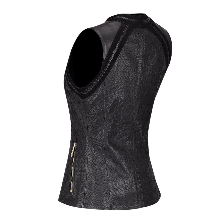 Best Cuadra Womens Formal Black Leather Vest