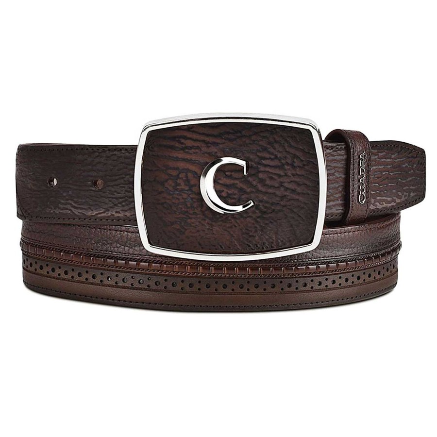 Clearance Cuadra Dark Brown Perforated Western Belt