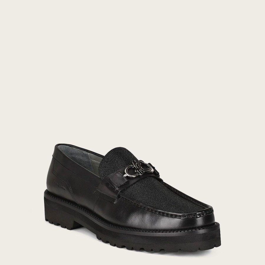 Wholesale Cuadra Men Loafer Shoe In Black Genuine Stingray Leather