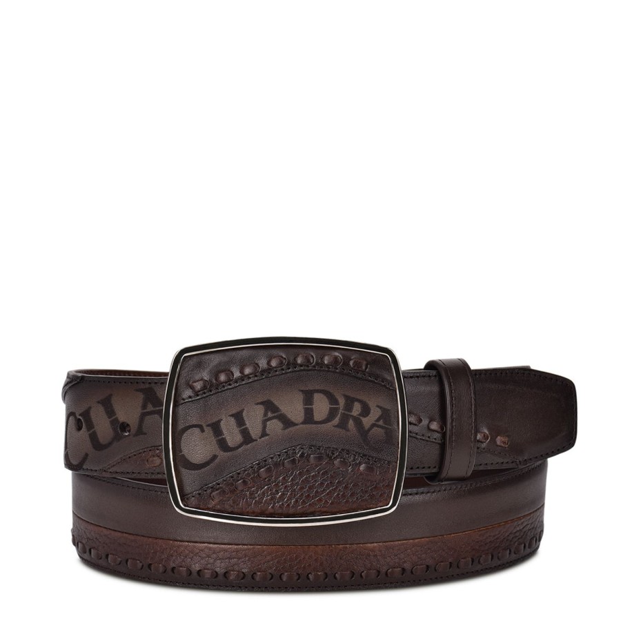 Hot Cuadra Hand-Painted Chocolate Brown Leather Western Belt