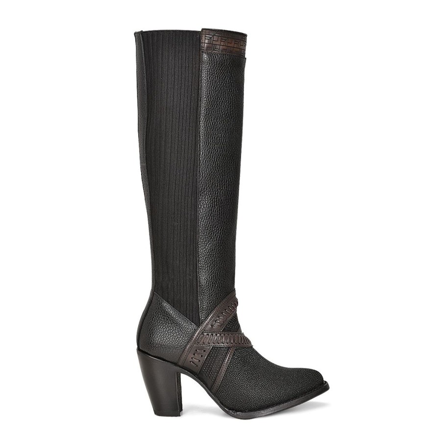 New Cuadra Black Exotic Riding Boot With Hand-Woven Details