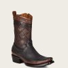 Wholesale Cuadra Black Hand-Painted Engraved Leather Boots With Geometric Patterns