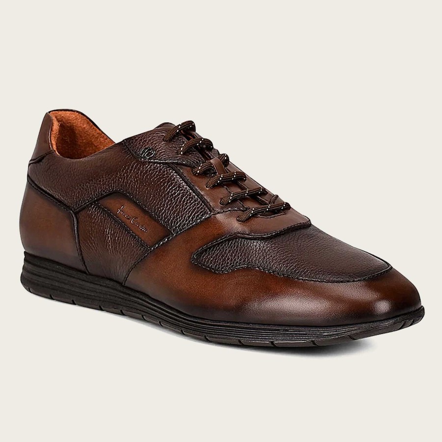 Hot Cuadra Hand-Painted Brown Bristol Leather Sneakers