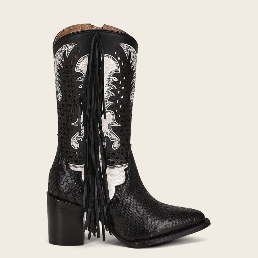 Clearance Cuadra Black Exotic Leather Western Style Boot