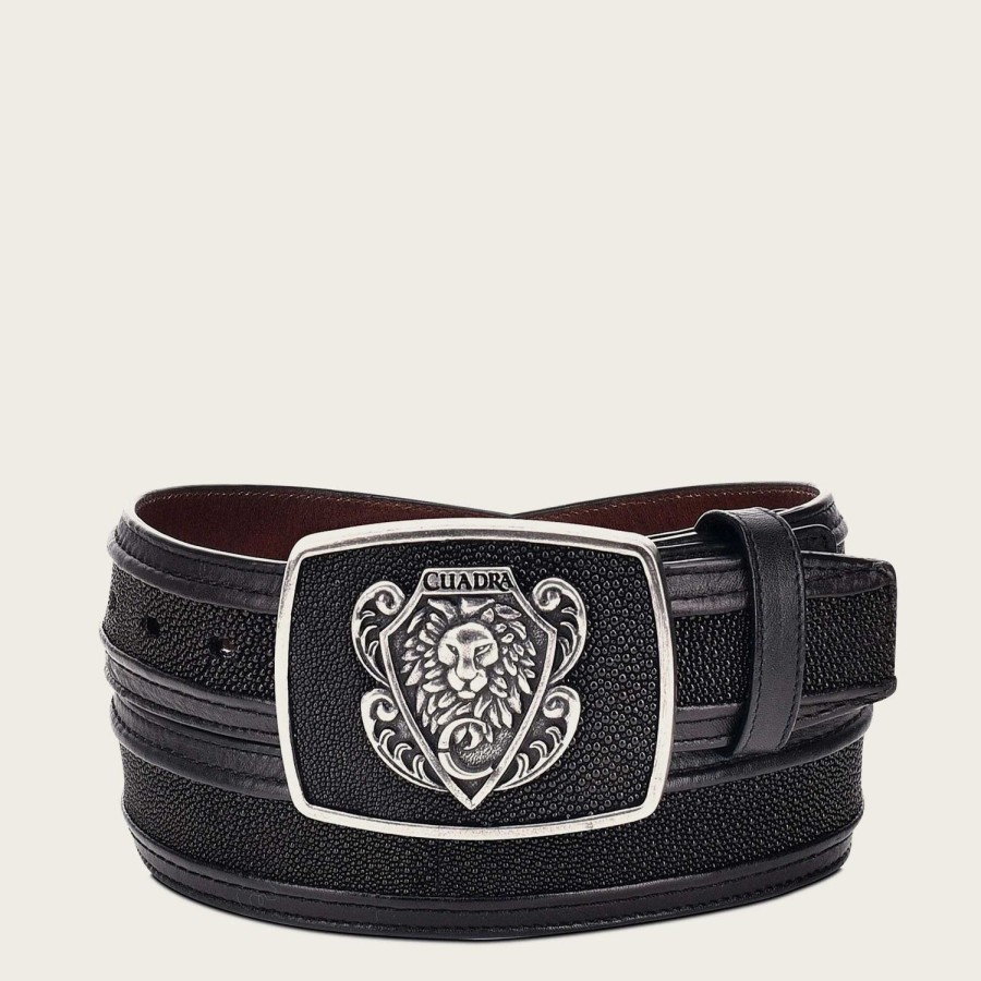 Clearance Cuadra Black Leather Western Belt With Genuine Stingray Leather