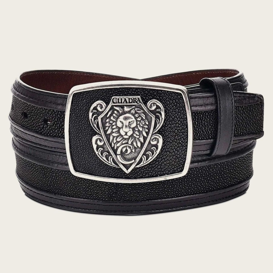 Clearance Cuadra Black Leather Western Belt With Genuine Stingray Leather