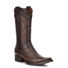 Wholesale Cuadra Engraved Exotic Dark Brown Leather Boots