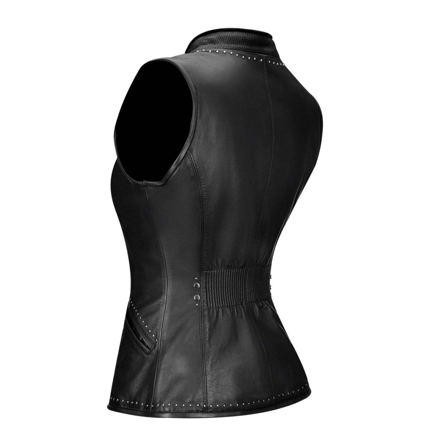 Best Cuadra Embroidered Black Leather Reversible Vest