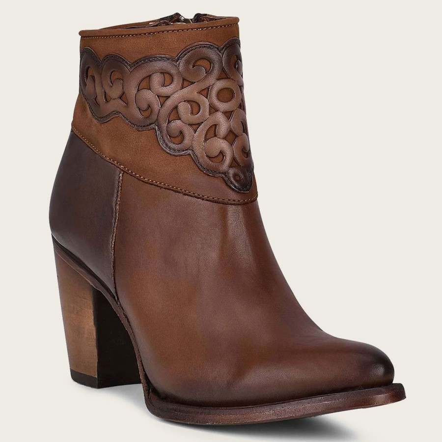 Clearance Cuadra Brown Ankle Bootie For Women