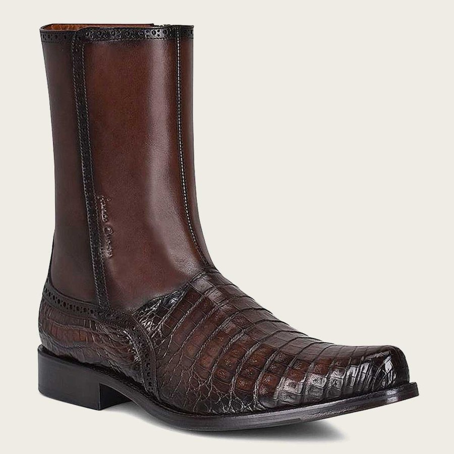 Online Cuadra Hand-Painted Exotic Brown Leather Boots