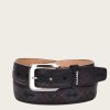 New Cuadra Embroidered Black Leather Belt