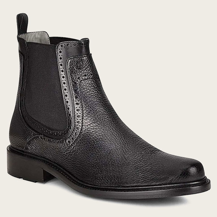 Clearance Cuadra Black Deer Leather Chelsea Boots By Franco Cuadra